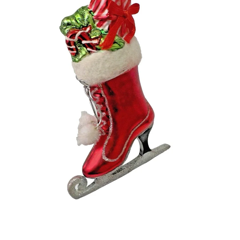 Christopher Radco Christmas‎ Ornament Red  Vintage Shine Sparkle Presents Silver